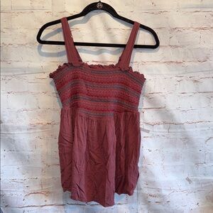 Torrid Mauve Smocked Tank Top Babydoll Tank Dusty Red Plus Size 00 #H84333